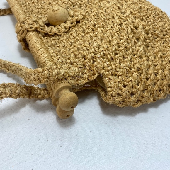 Vintage Kathy McKeany Natural Jute Macrame Handbag Purse Lined Columbia Boho - Picture 9 of 10